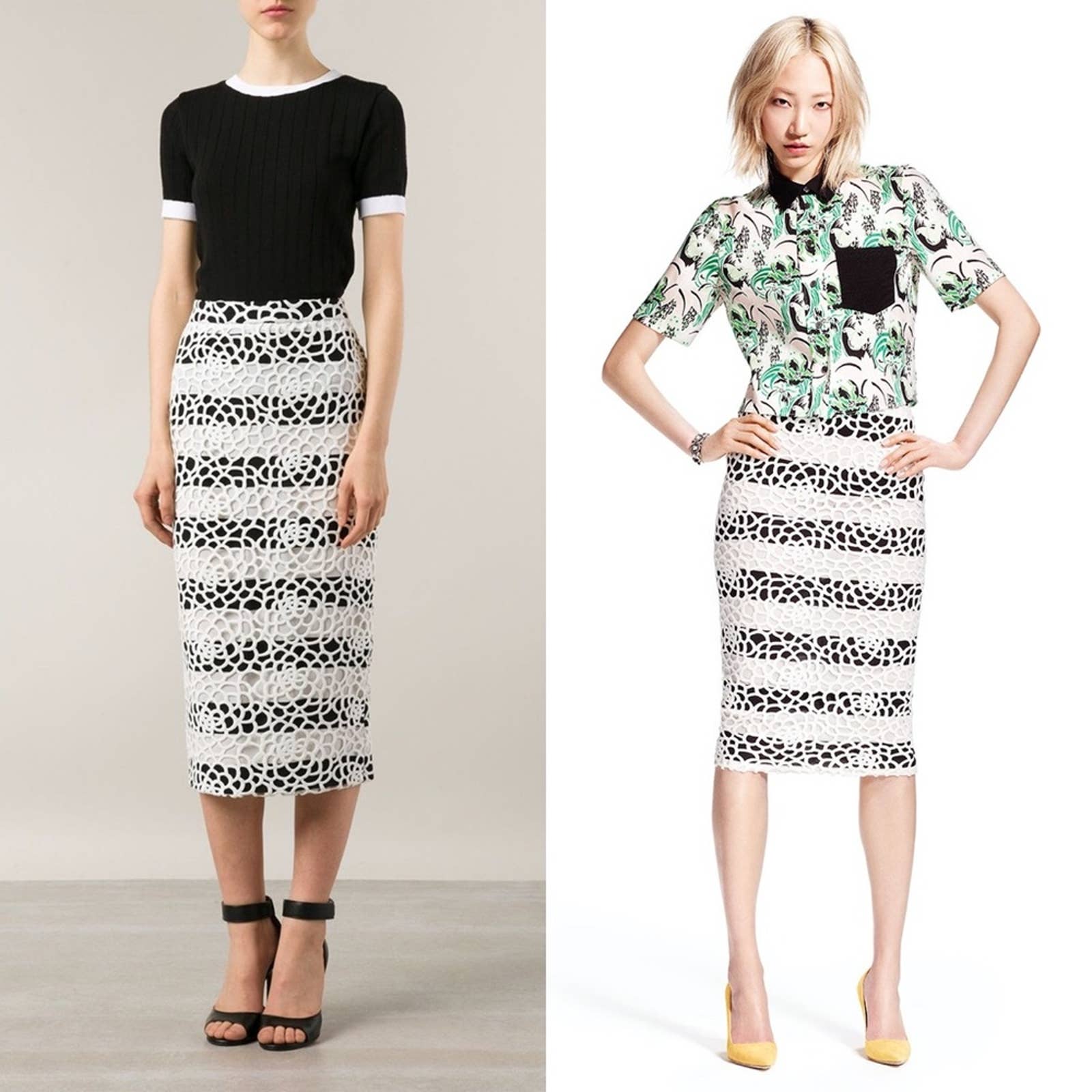 floral striped pencil skirt