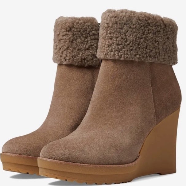 LAUREN Ralph Lauren Steph Womens Leather Waterproof Wedges Booties Ankle Boots
