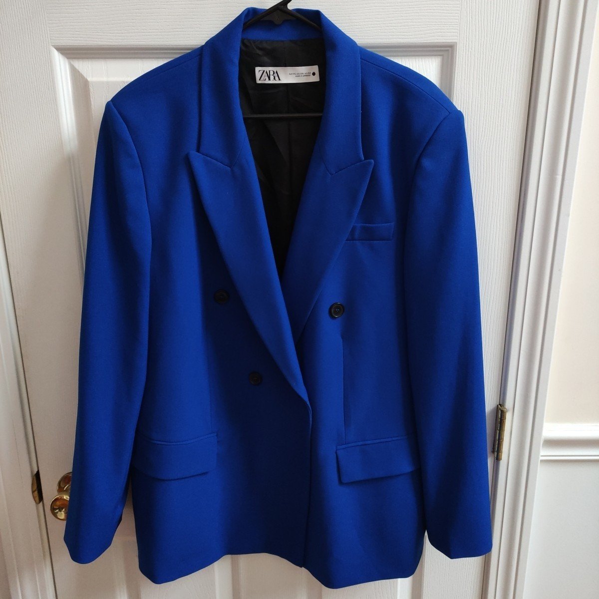 Zara Oversized Double Breasted Blazer Women's XXL Royal Blue
