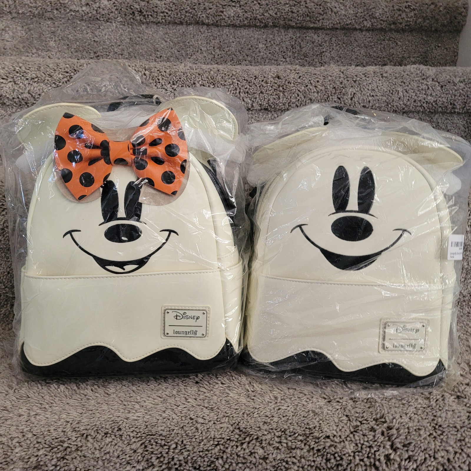 Ghost Minnie and Mickey glow in the dark loungefly backpack set