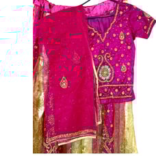 Stunning Pink and Gold Lehenga Choli with Dupatta