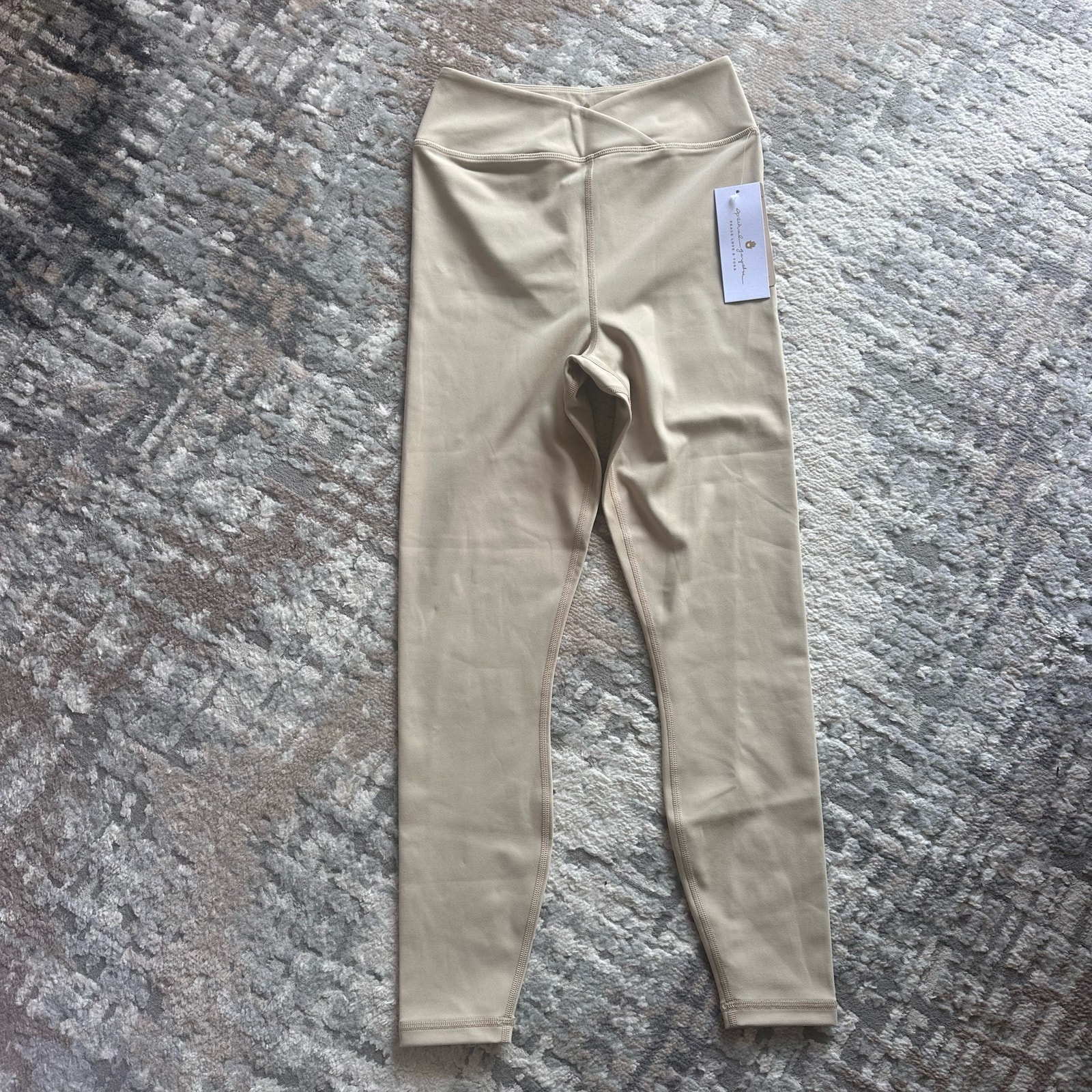 NWT Spiritual Gangster Evie Wrap Front 7/8 Legging Sz Small Tan Dark Matcha Yoga