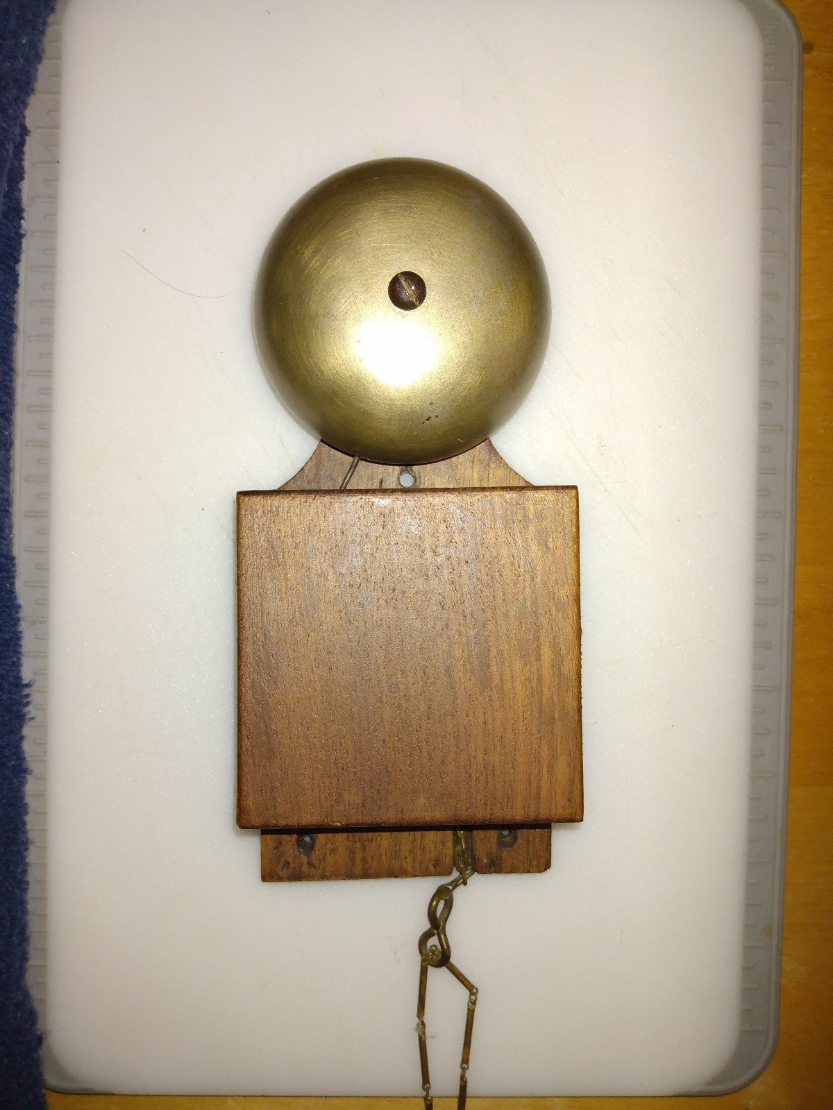 Antique Brass pull cord Bell with Oak Box