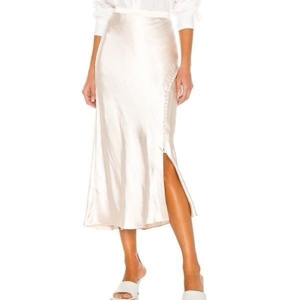 L'academie Women's Magda Midi Skirt in Ivory SZ XXS