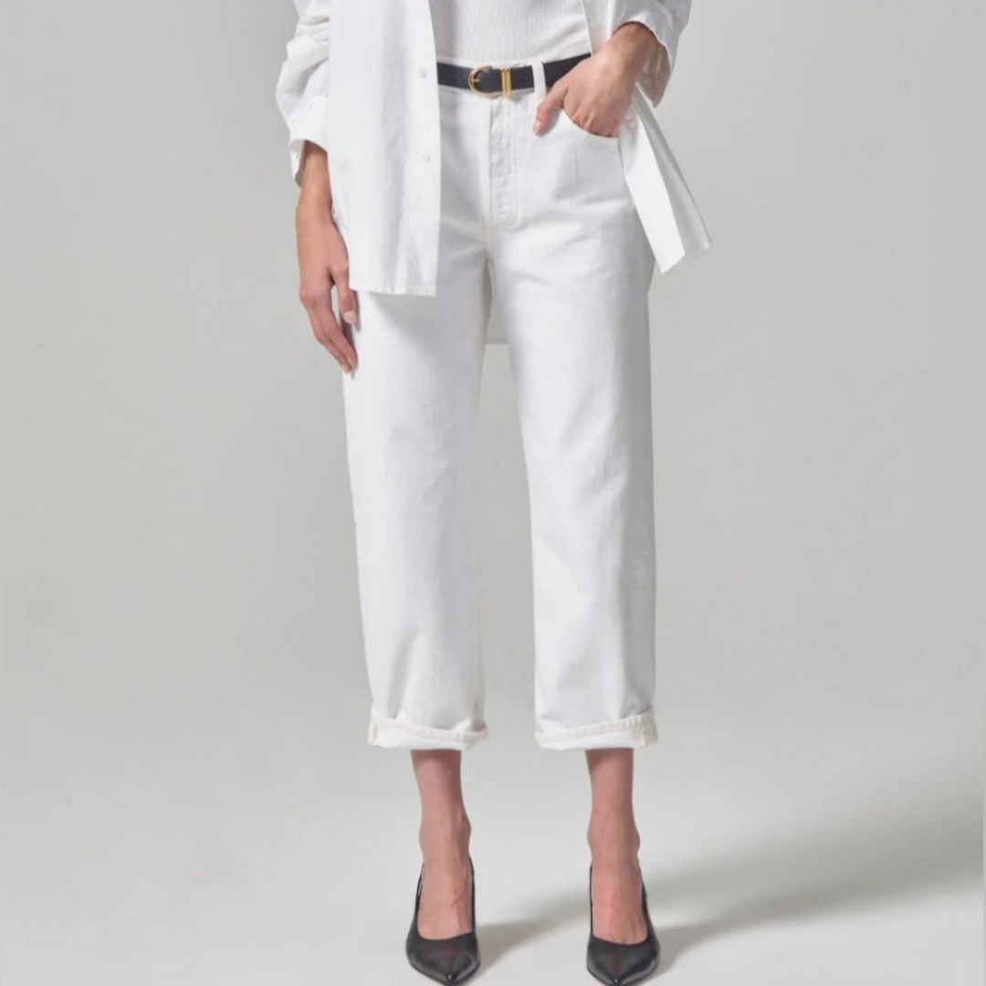 Citizens of Humanity Women's Button Dahlia Bow Leg Baby Roll Iris Size 33 NWT