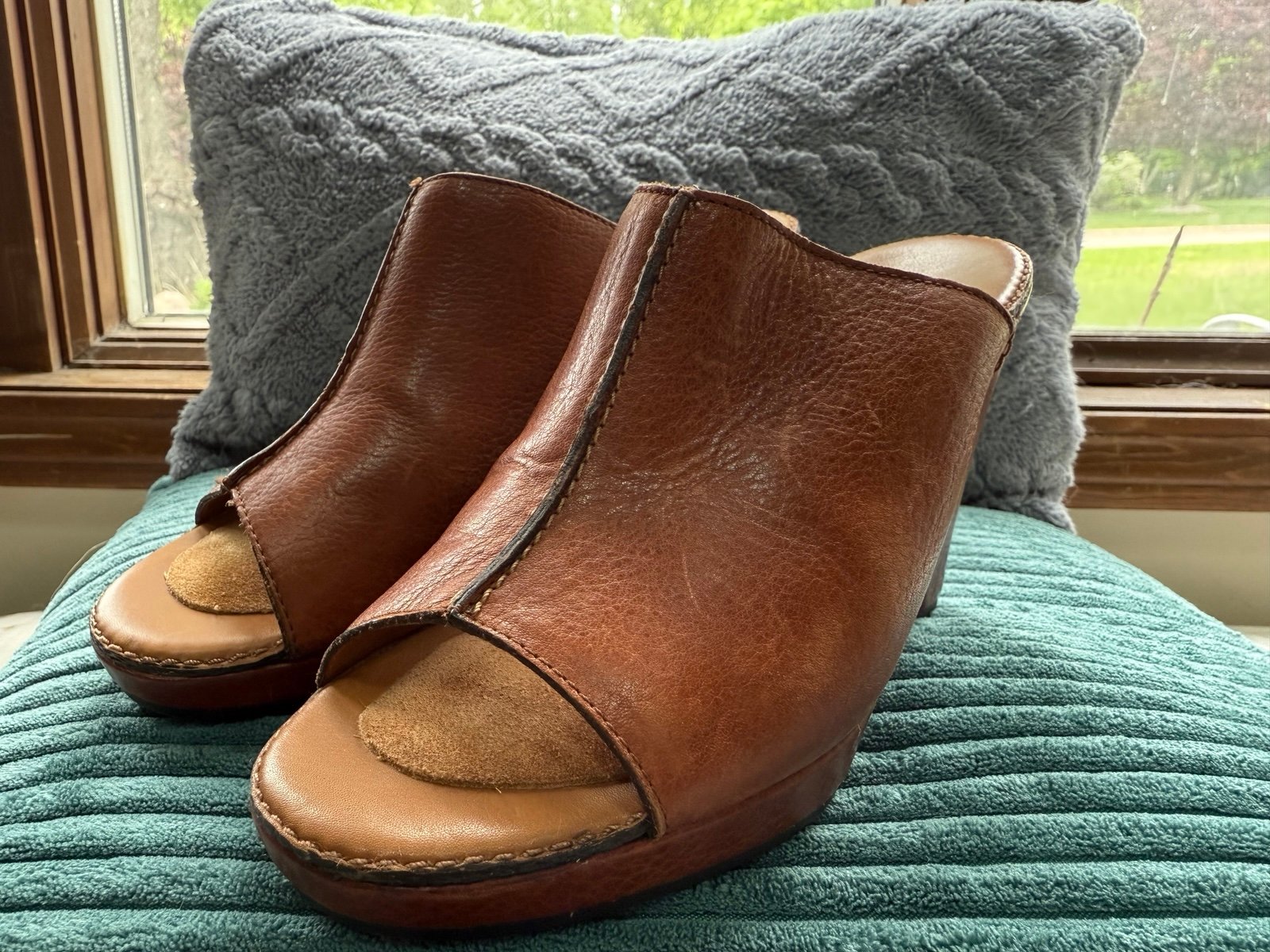 Paul Green leather brown clogs size uk 5.5, us 8