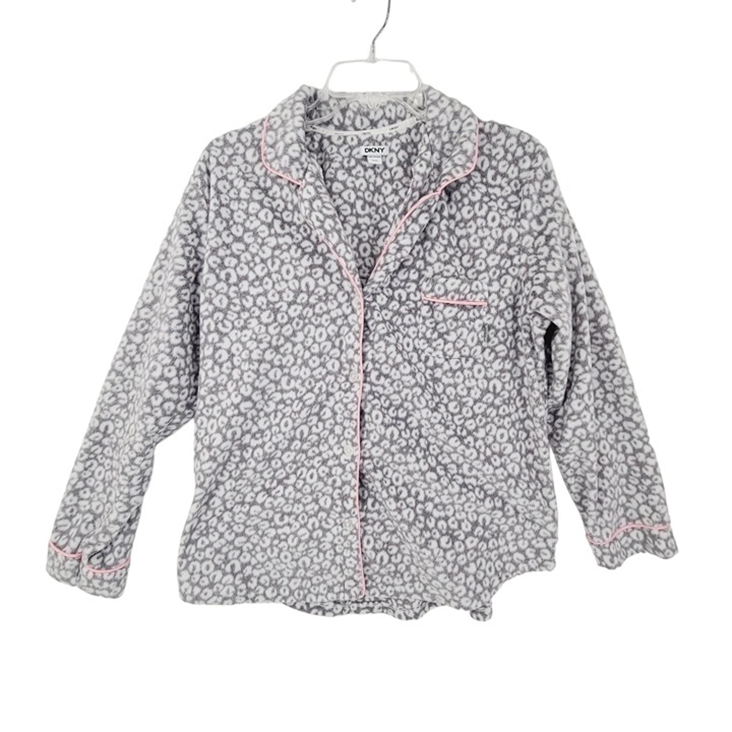 DKNY Women's  Mircrofleece Two Piece Pajama Set Gray Size XXL