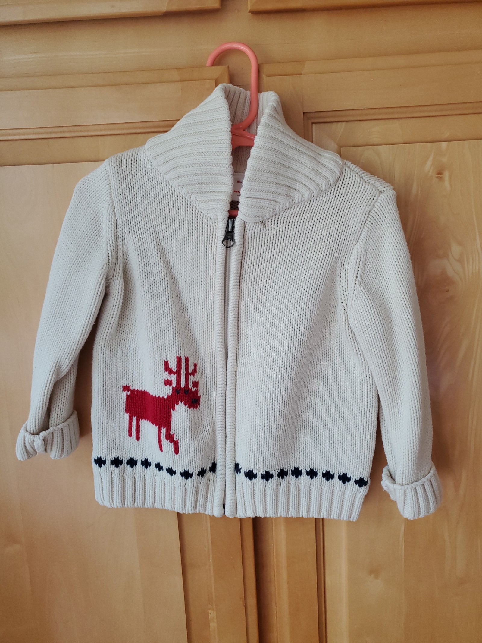 Dear deer wool shawl zip sweater. 2t 85cm