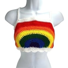 Handmade Napper brand rainbow crop top halter adjustable pride crochet medium