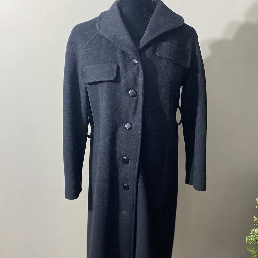 Vintage SFabulous By Saks Fifth Ave Long Wool Trench Coat Sz Small