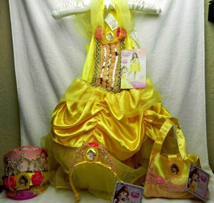 NWT Disney Princess Belle Dress Costume and extra assessories- Beauty And The B