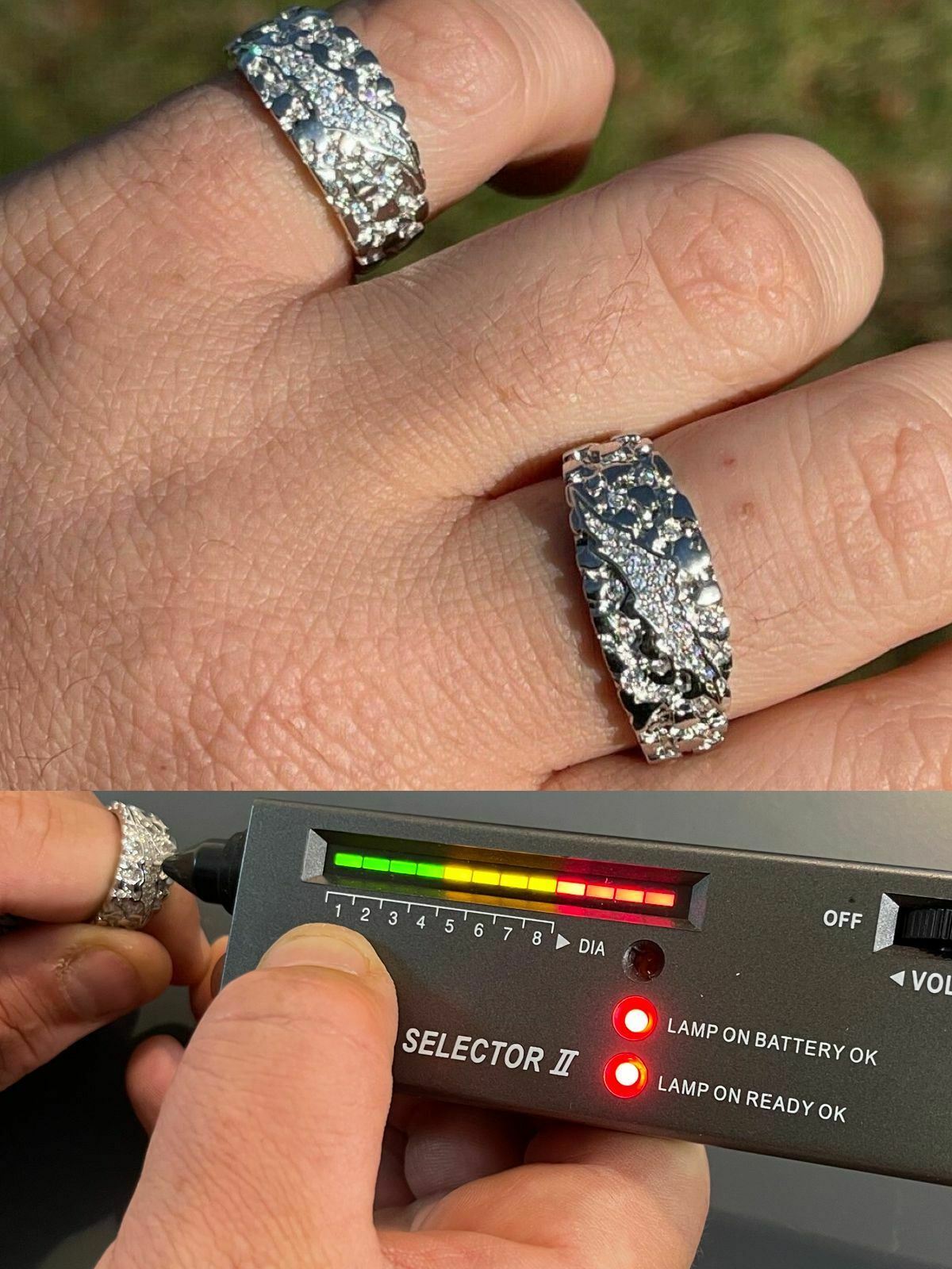 MOISSANITE 925 Silver Claw Nugget Ring Size 9