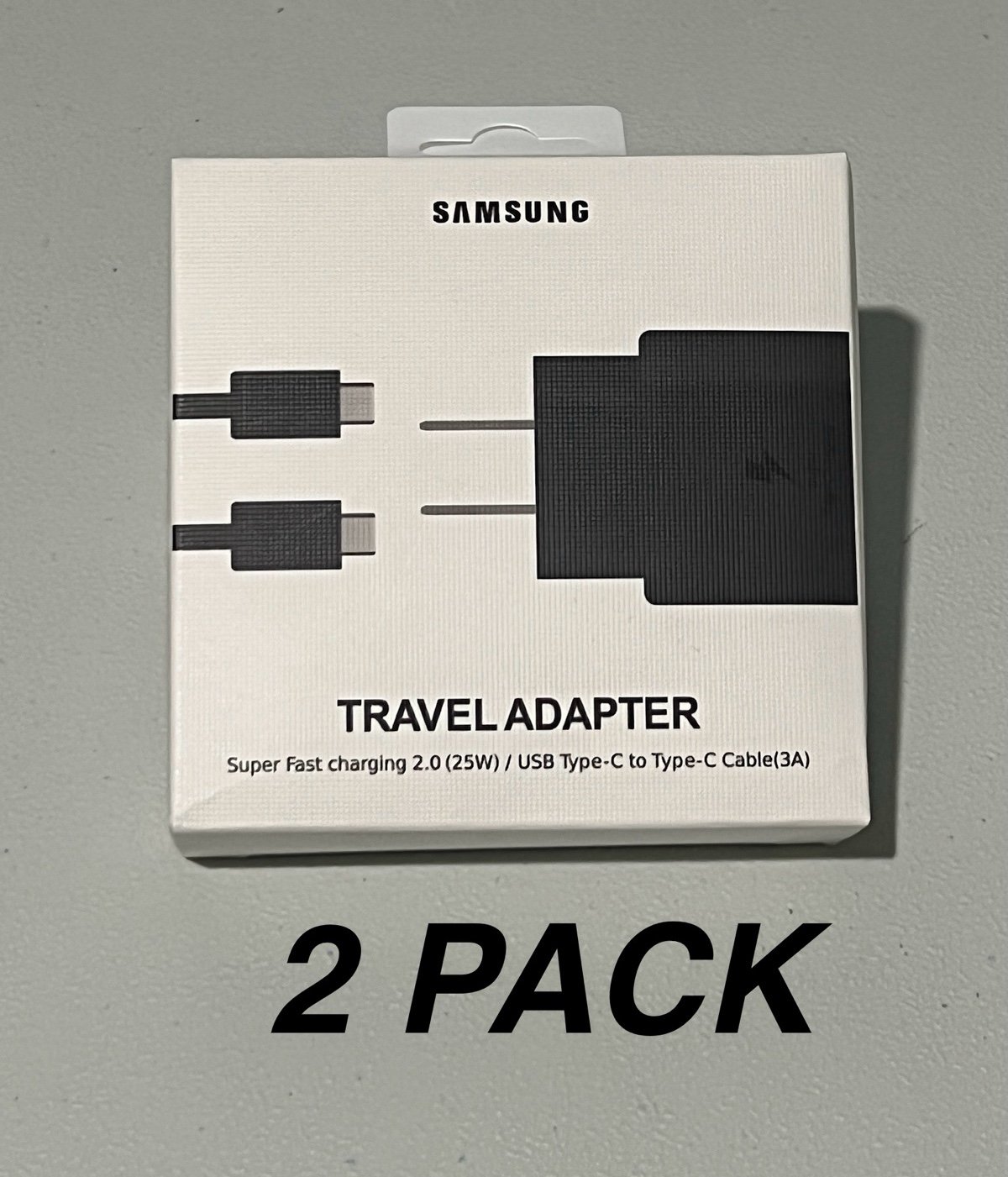 (2 pack) Samsung 25W Fast charging set (type-C wall adapter + type-C/C cable)