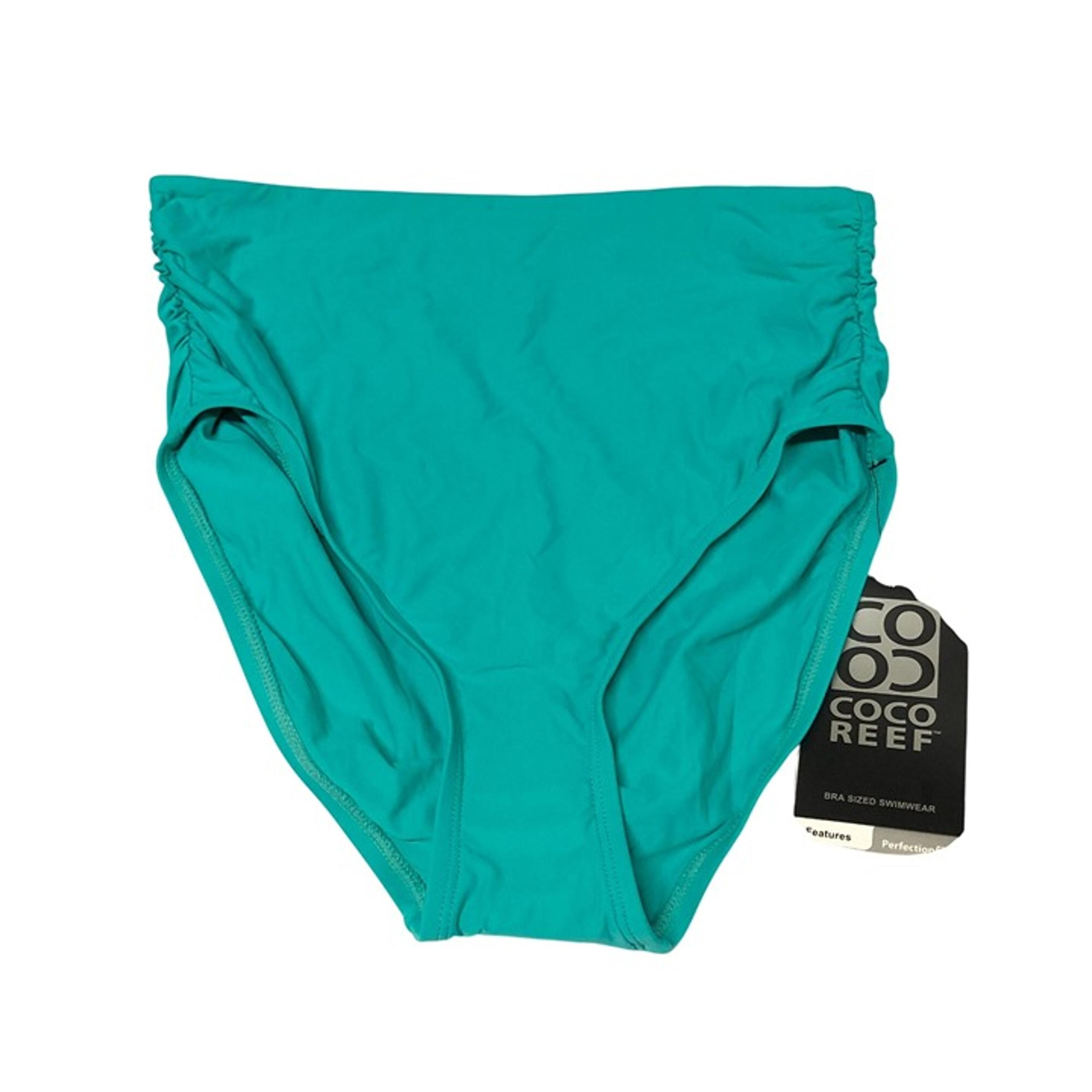 Coco Reef Impulse Rollover Bikini Bottom High Rise Ruched Aqua Blue S