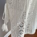 Zyia Swimwear Boho White Off Cream V Neck Crochet Tassel Beach Cover Up Size M