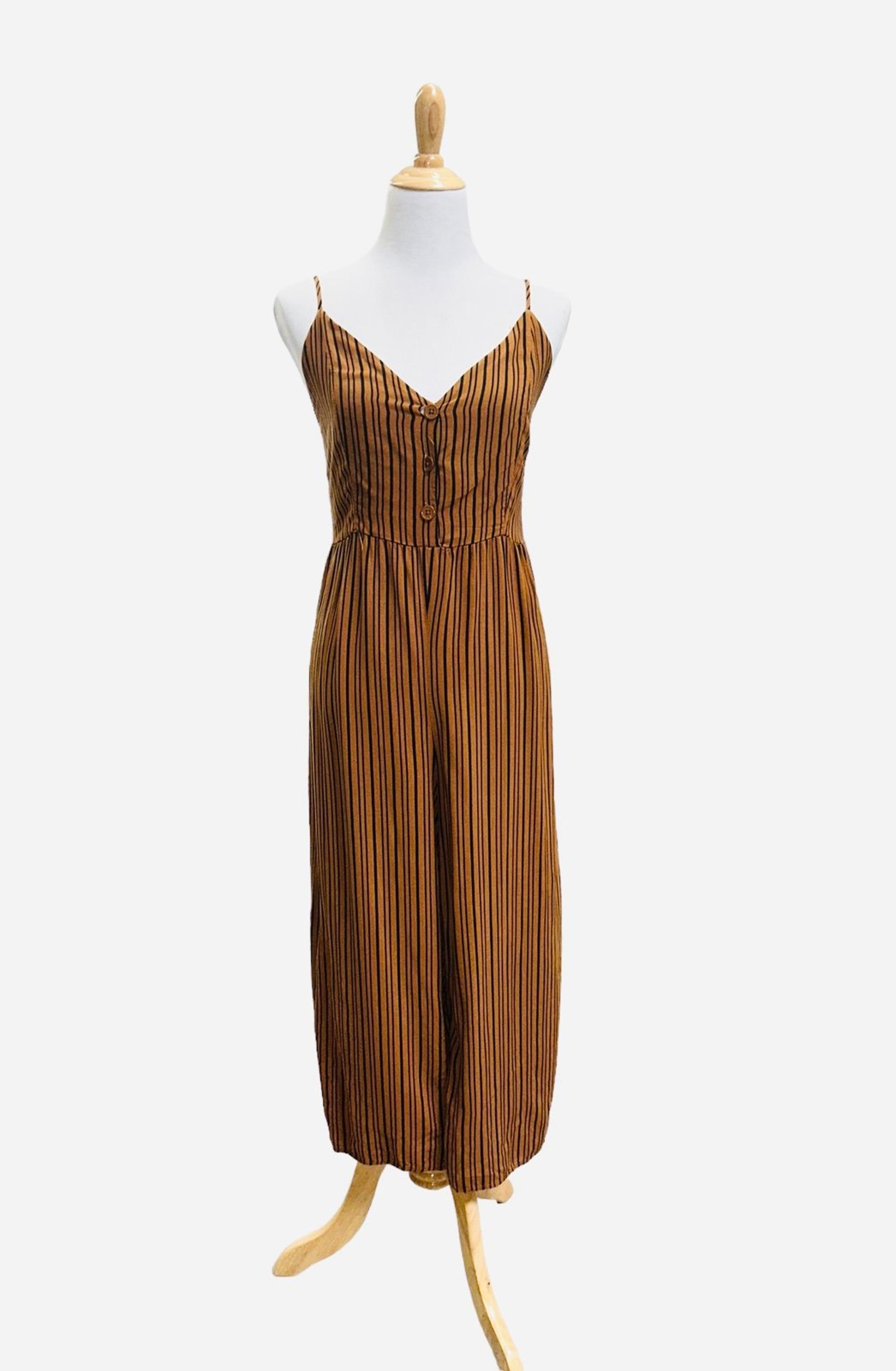 Heart Hips jumpsuit brown black L stripes rayon