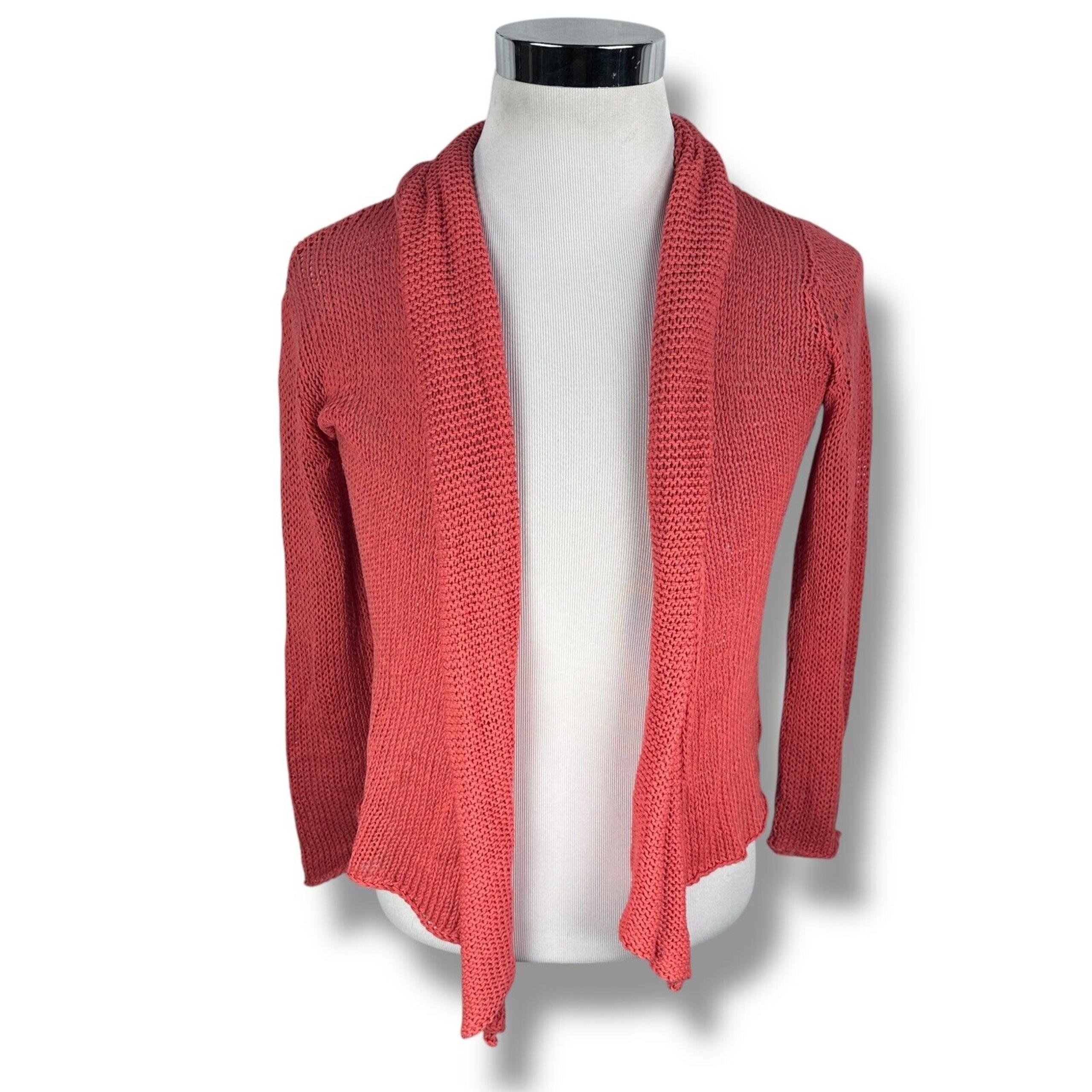 Wooden Ships Cardigan Sweater Women’s XS Pinkish Orange Open Light Cotton Knit