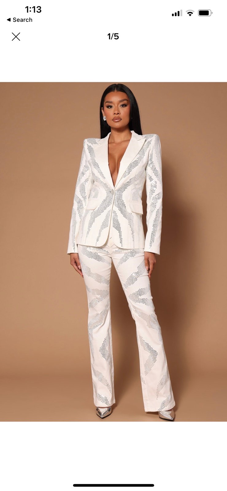Luxe white rhinestones jeans small