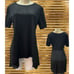 Marc Bouwer M Black Mixed Media Black Faux Suede Hanky Hem Short Sleeve Blouse