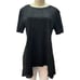 Marc Bouwer M Black Mixed Media Black Faux Suede Hanky Hem Short Sleeve Blouse