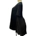 Marc Bouwer M Black Mixed Media Black Faux Suede Hanky Hem Short Sleeve Blouse
