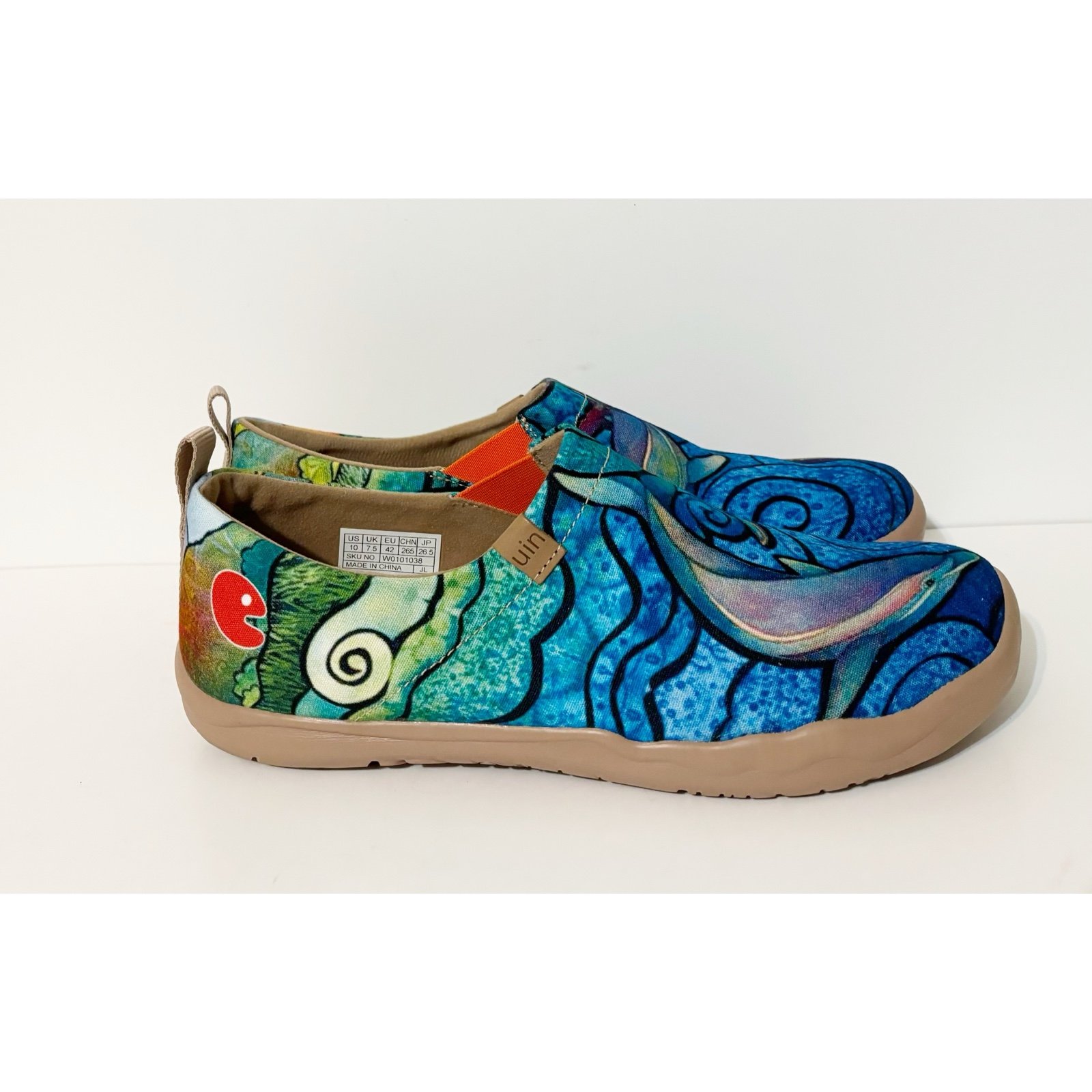UIN Women's Slip On Sneakers, PORPOISE TOLEDO, Painted Art Comfort Shoes 10
