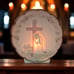 Praying Girl Porcelain Night Light Lamp Boudoir Bedside Religious Cross Vintage.