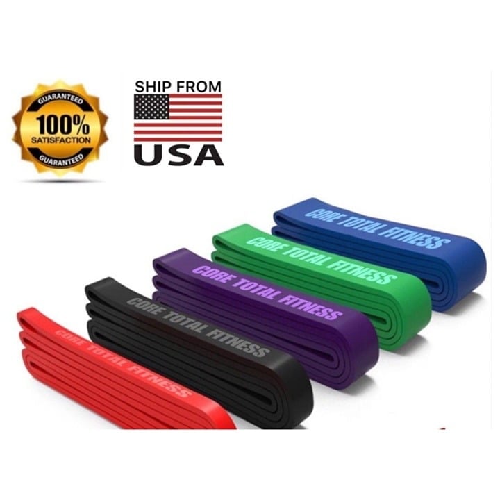 [[FULL SET]] 5x Heavy Duty Resistance Bands Gym Exercise Pull up Fitness Workou
