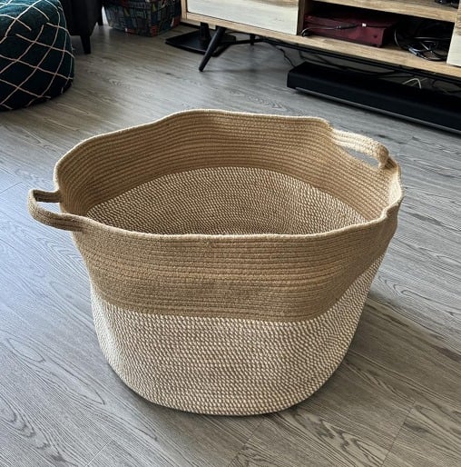 New Large Storage Basket 21.7'' x 13.8'', Wicker Laundry Basket with Handle