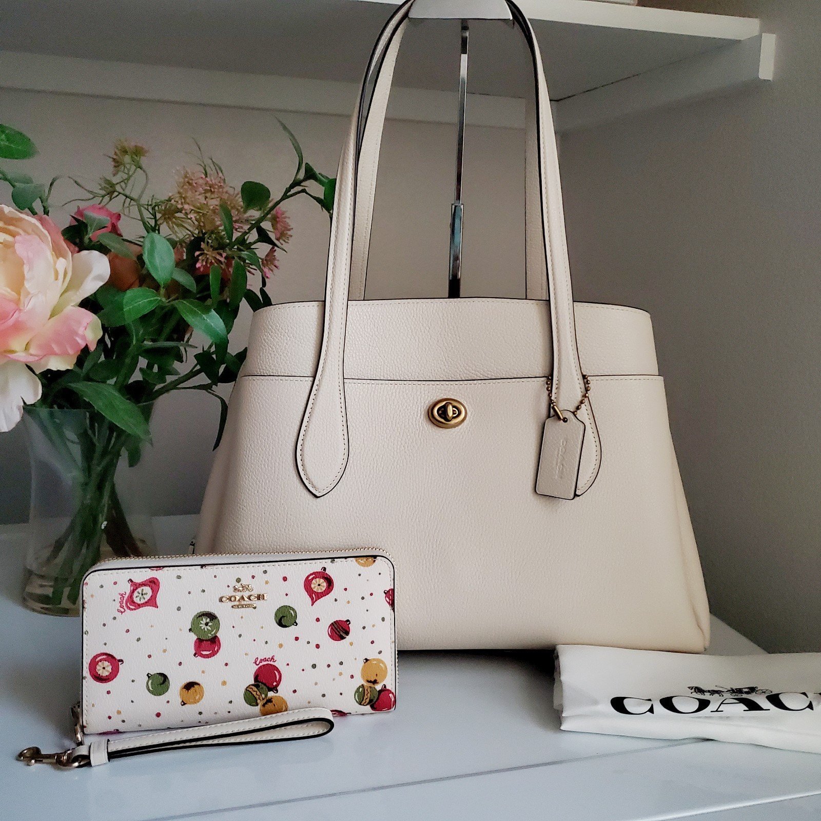 Coach leather bag and wallet set
