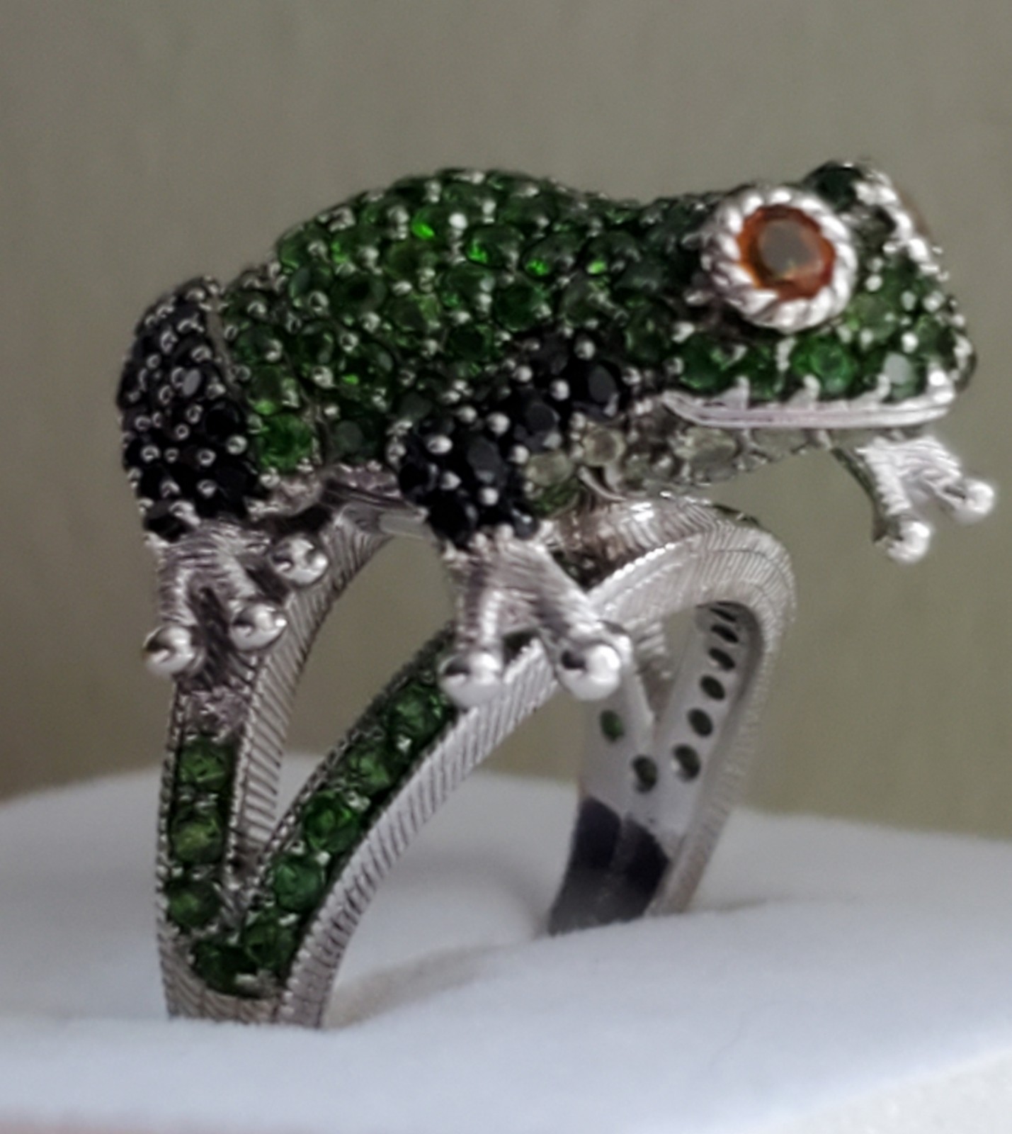 Brand New Judith Ripka Sterling Gemstone Frog ring SIZE 6