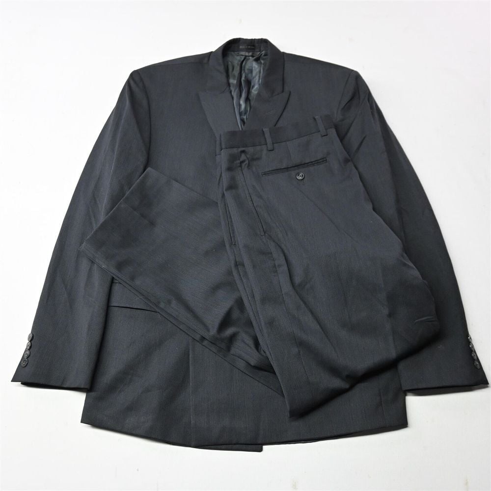 Calvin Klein 44R 36x34 Double Breasted Peak Wool Mens Coat Jacket Pants Suit