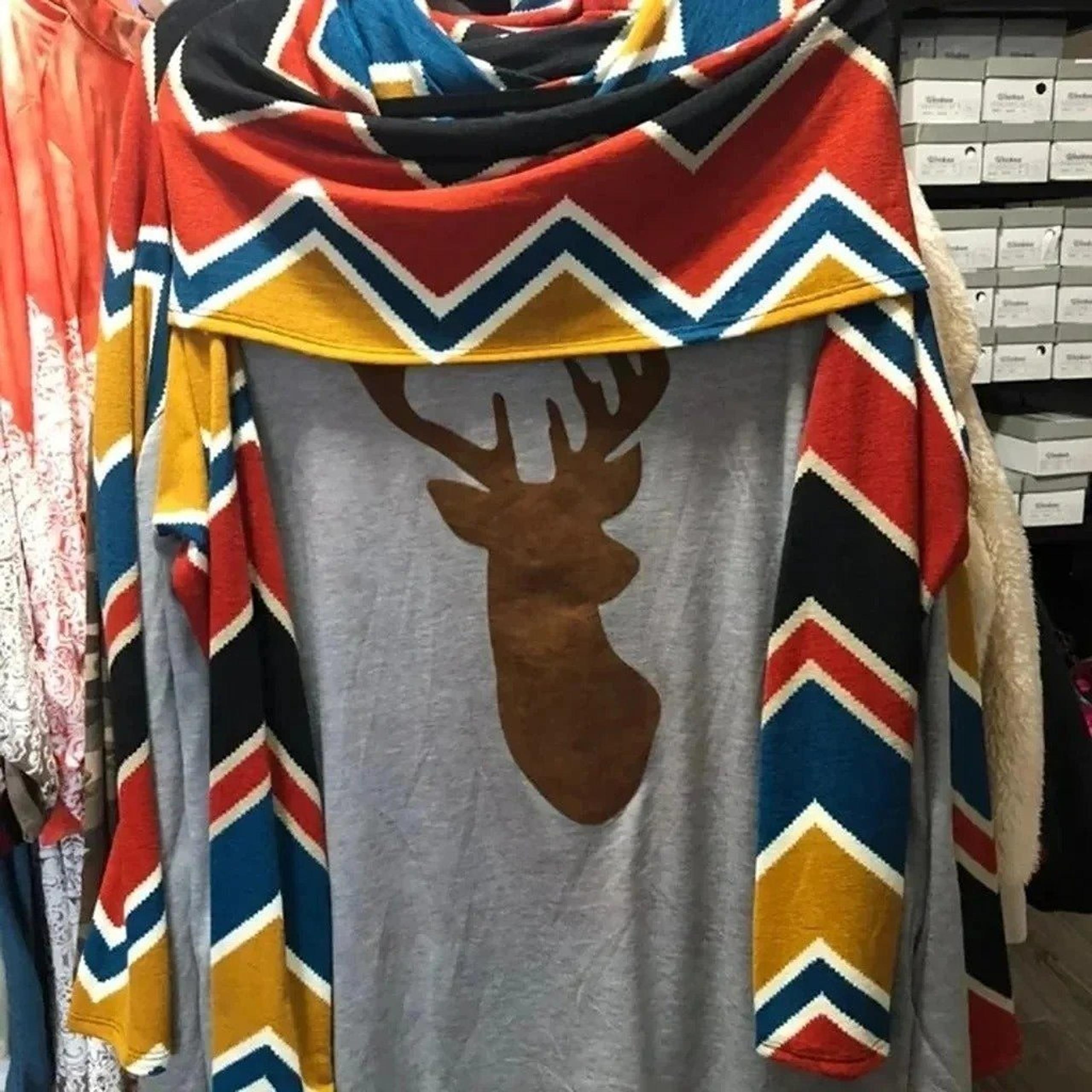 boutique women's zig zag tunic 3X DEER BUCK