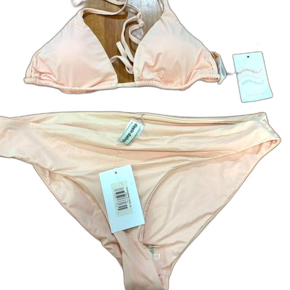 Dippin Daisy's Swimsuit Womens L/XL Pink Palm Top Siren Bottom NWT Pastel Barbie