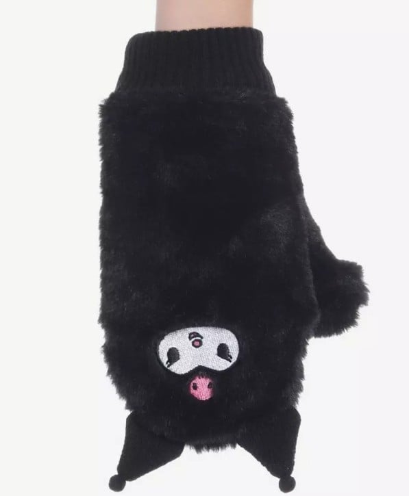 New Women's Sanrio Kuromi Figural Fuzzy Mittens