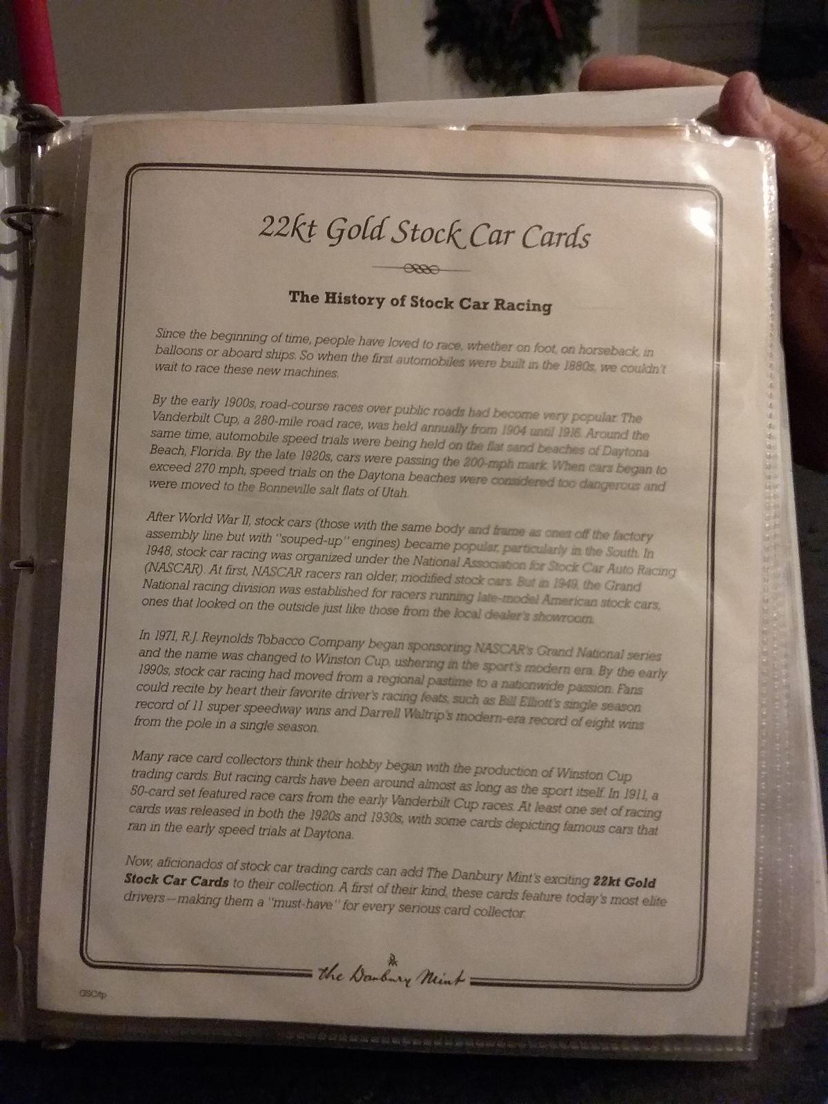 Danbury mint 22kt Gold Stock Car Cards