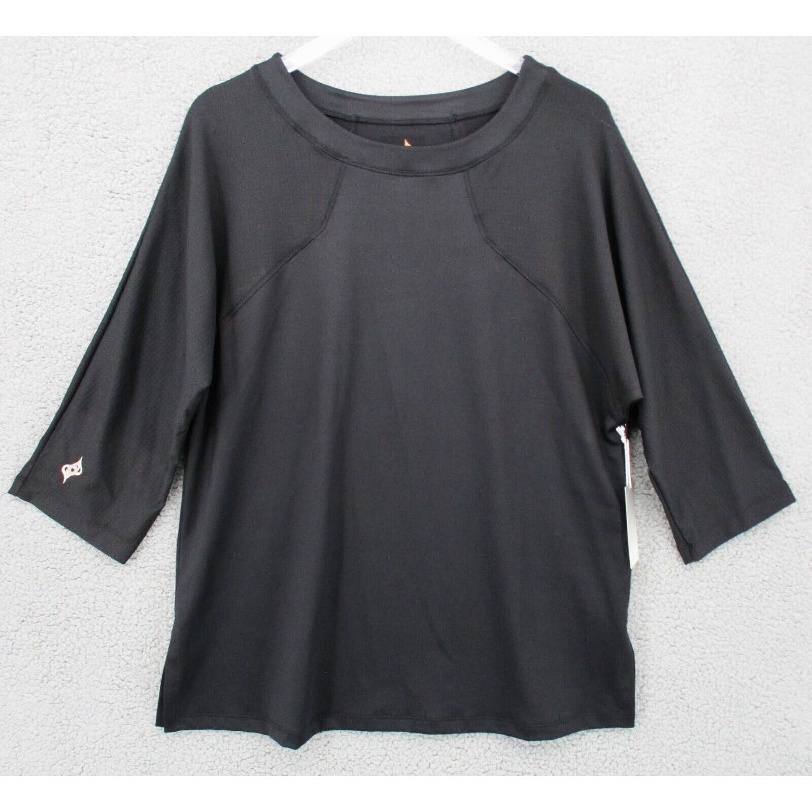 XCVI Movement Shirt Black Casual Scoop Neck Side Slit Knit Top Womens XL NWT