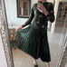 Vince Pleated Satin Midi Skirt - Elegant Emerald Green Size 8