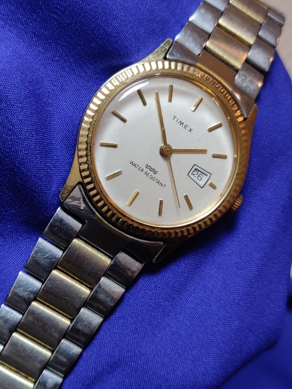 Timex vintage manual wind classic 33mm 2 tone men's watch