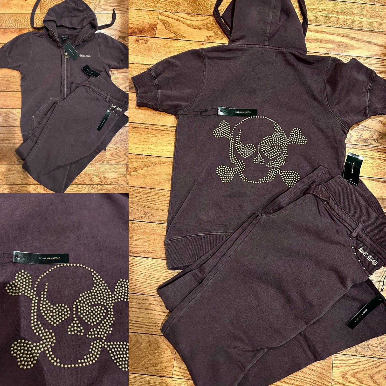 Bcbgmaxazaria NWT Y2K skull&crossbones design streetwear rugged tracksuit L