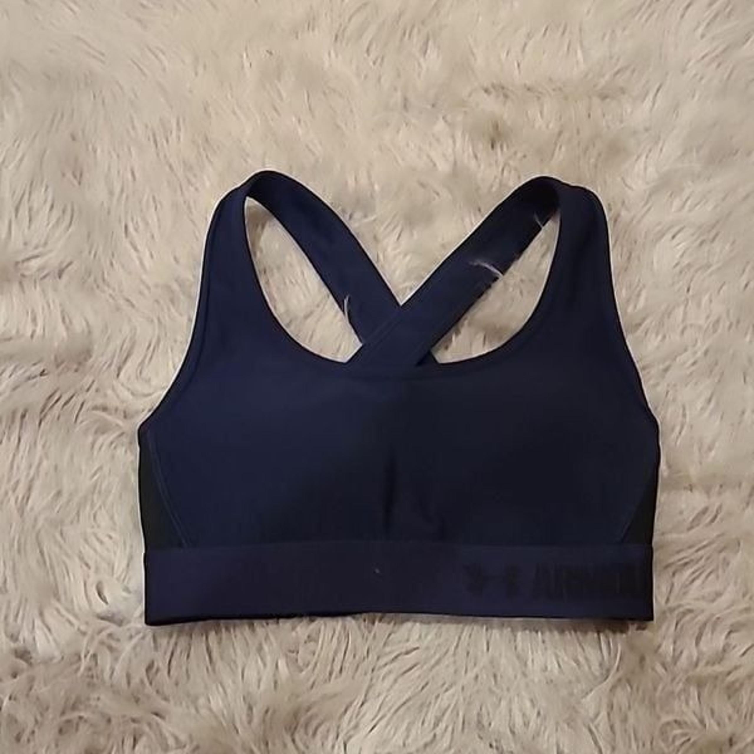 Under Armour womens navy blue logo padded sports bra size xs