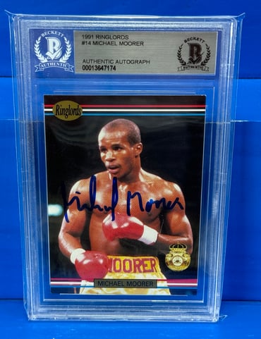 MICHAEL MOORER Autograph 1991 Ringlords #14 Boxing Rookie Card Beckett Cert RC