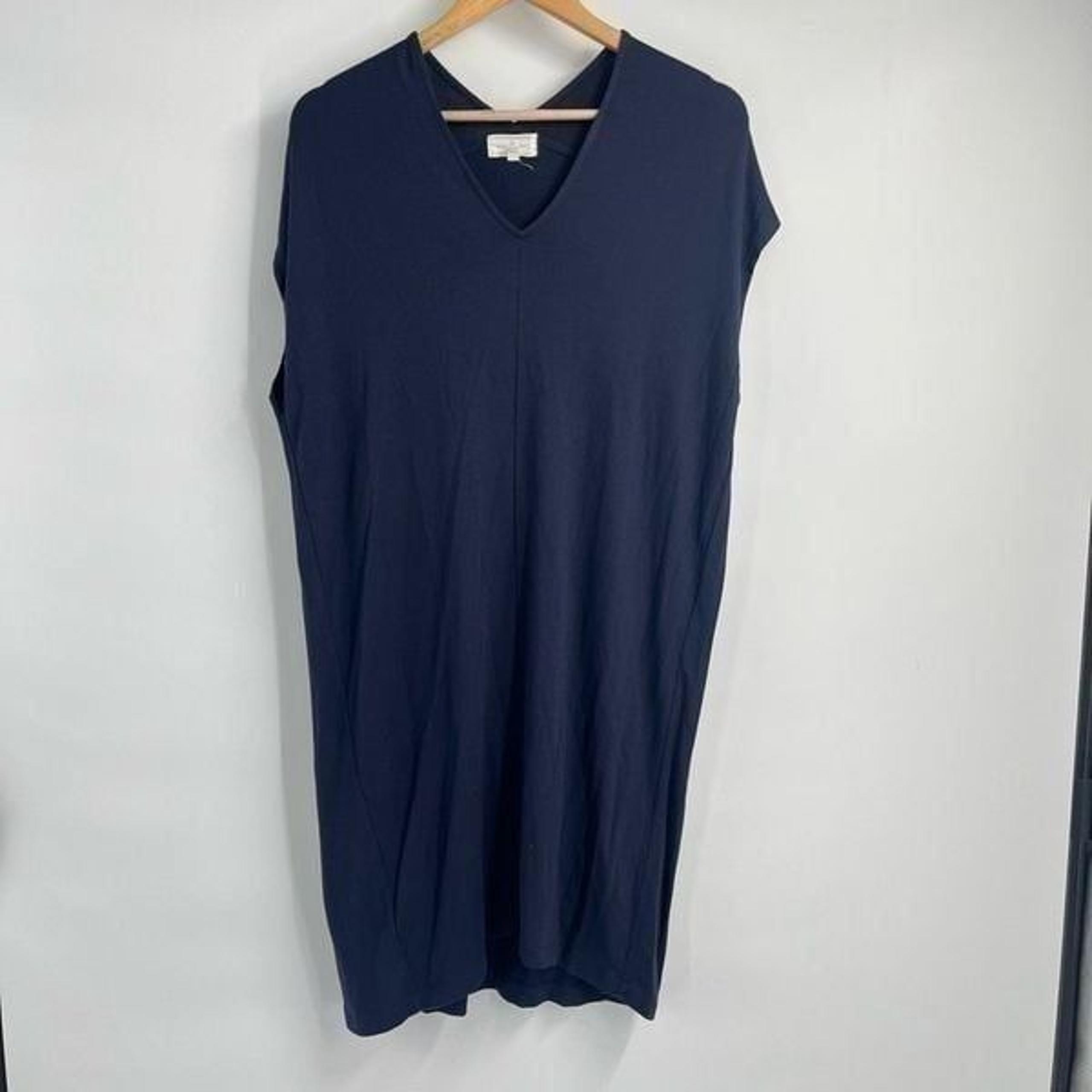 Lou & Grey V-Neck Sleeveless Tunic Midi Dress Navy Womens Size Medium