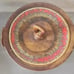 California Pottery Casserole Dish 852 Drip Brown with Green/Red Orange