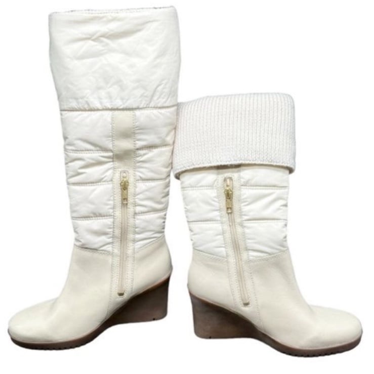 UGG® AUSTRALIA LEONA 1944 PALE CREAM WEDGE BOOTS SIZE 12