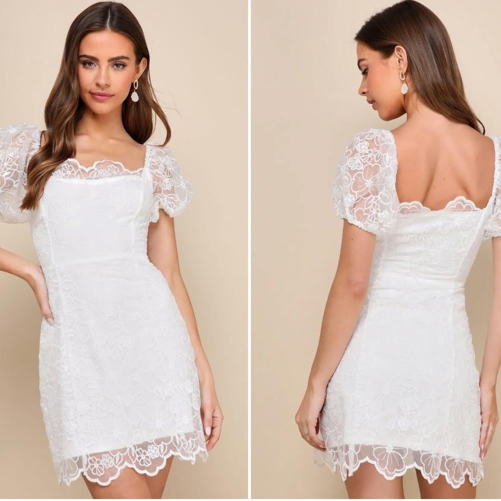 LULUS Bridal Bachelorette Engagement Bridal Shower Sexy Floral Mini Dress