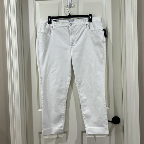 PLUS Crown and Ivy White Denim High Rise Skinny Crop Jeans