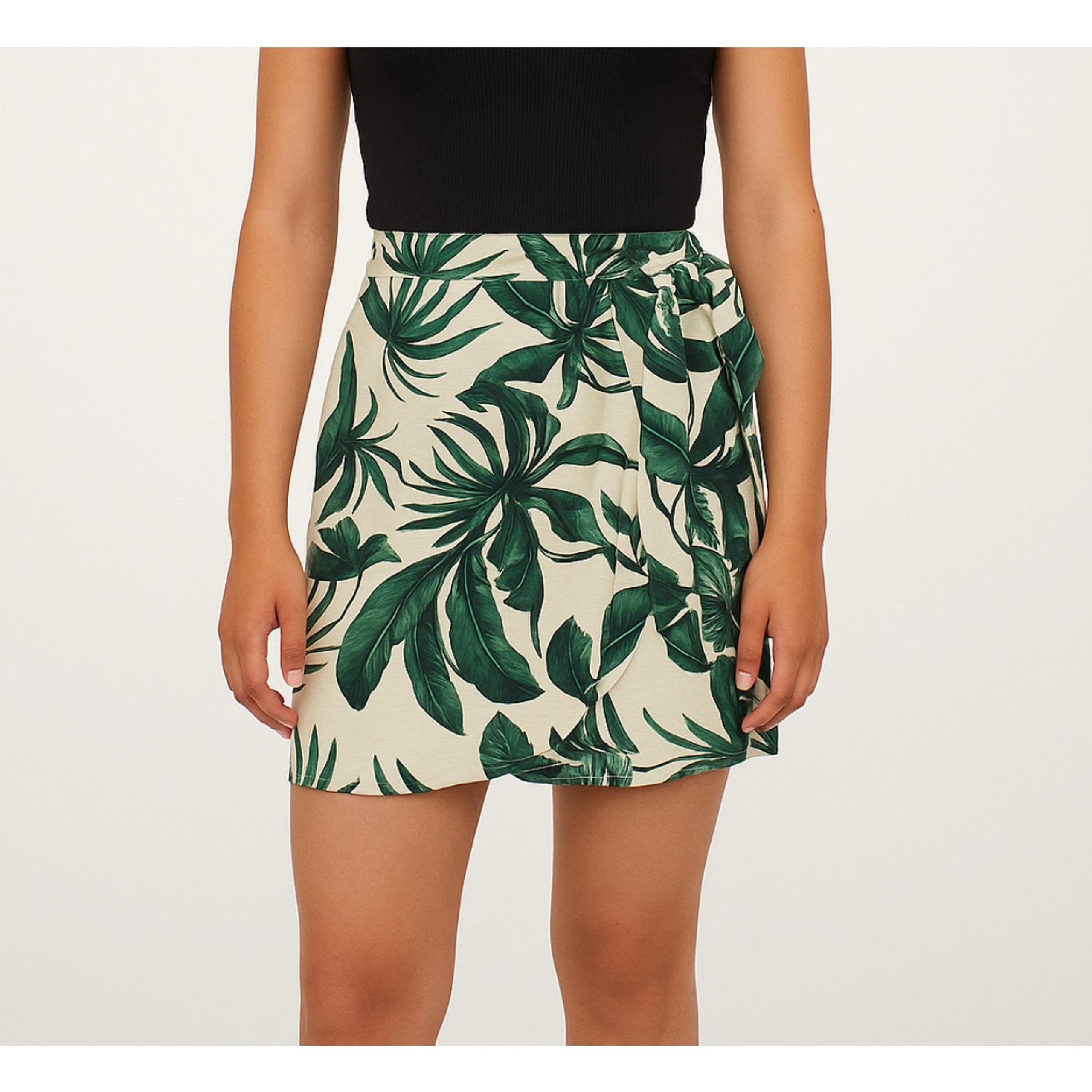 H&M Women’s Tropical Leaf Print Wrap Skirt Size 4 EUR 36 Zip Back Viscose Blend