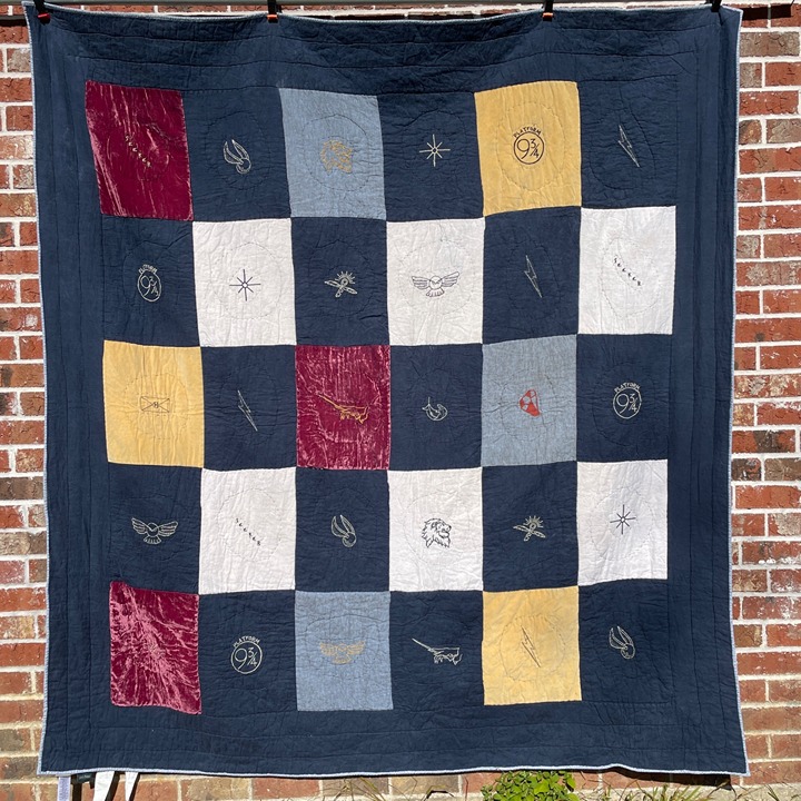 Pottery Barn Kids Harry Potter Patchwork Quilt Full Queen Navy Blue