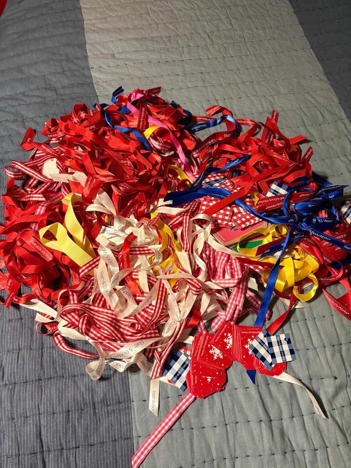 Bath and Body Works Lot Of Over 200 ribbons and Name Tag